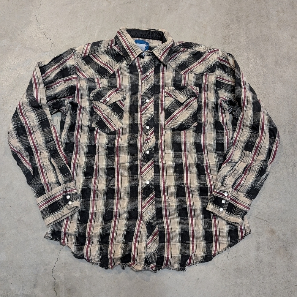 Y2k Wrangler Shacket Pearl Snap Insulated Men's L?XL? Plaid Flaws